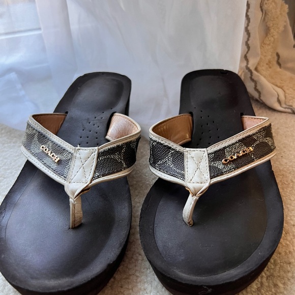 Coach Women's Brown and Cream Sandals - Picture 1 of 3